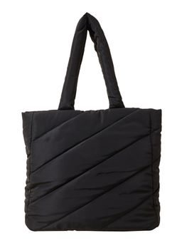 Accessorize London - Women's Recycled Nylon Black Quilted Shopper Hand Bag