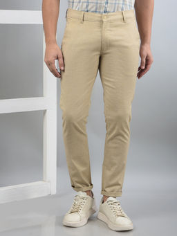 CRIMSOUNE CLUB - Club Men Beige Stripes Trouser