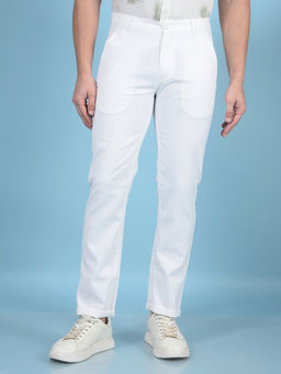 CRIMSOUNE CLUB - Club Men White Stripes Cotton Trouser
