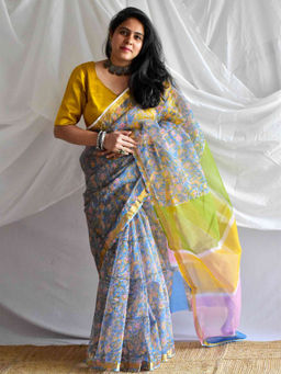 Sundarii - Mrinal Kota Doria Saree with Unstitched Blouse