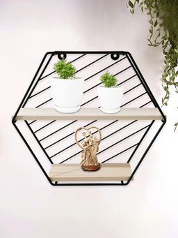 Savya Home - Black Hanging Shelf Rhombus Shape