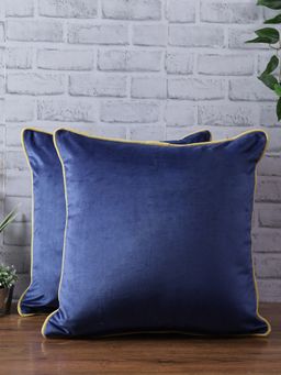 Eyda - Velvet Blue Color Cushion Cover Set Of 2-18X18 Inch