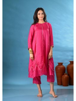 SHOP GULMOHAR - Laila Magenta Pink Gota-Work Kurta with Pant and Inner