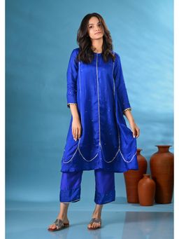 SHOP GULMOHAR - Noori Blue Gota-Work Kurta with Pant and Inner
