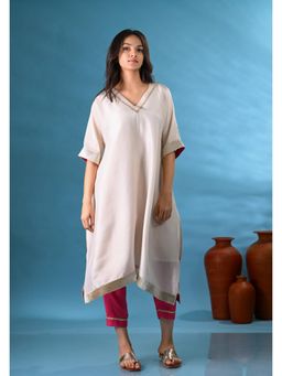 SHOP GULMOHAR - Tissue Kurta with Magenta Kurta with Pant and Inner