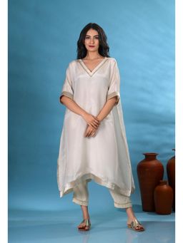 SHOP GULMOHAR - Tissue Beige Golden Kurta with Pant and Inner