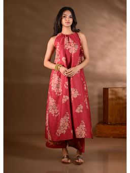 SHOP GULMOHAR - Red Crepe Printed Co-Ord Set