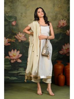 SHOP GULMOHAR - Naina Golden Hand Embroidered Ivory Kurta with Pant and Dupatta