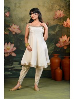 SHOP GULMOHAR - Geet Golden Hand Embroidered Ivory Kurta with Dhoti Pant