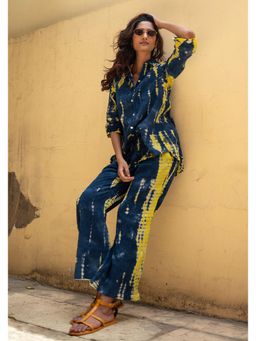 Maitri Jaipur - Navy Blue Abar Handcrafted Lose Co-Ord Set