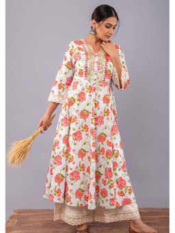 Maitri Jaipur - Baby White Anarkali Gota Embroidery Kurta With Palazzo