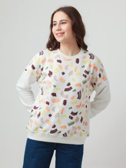 Zink London - Womens White Printed Sweatshirt