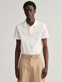 GANT - Men White Solid Regular Fit Polo T-Shirt
