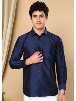 TATTVA - Navy Blue Toned Solid Opaque Shirt
