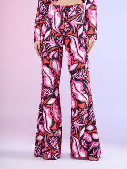 RSVP by Nykaa Fashion - Pink & Multi-color Abstract Fit And Flare Pant