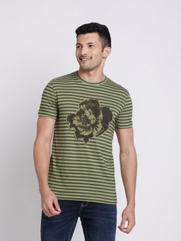 Being Human - Olive Regular Fit Crew Neck Mens T-Shirt
