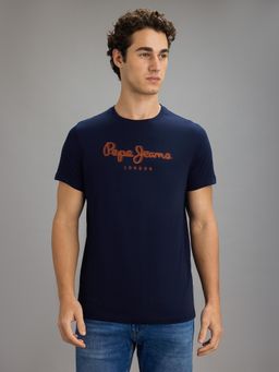 Pepe Jeans - Men Navy Blue Slim Fit T-Shirt