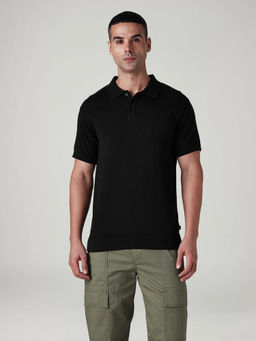 Levi's - Men Black Cotton Regular Fit Polo T-Shirt