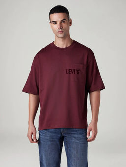 Levi's - Men Maroon Cotton Loose Fit T-Shirt