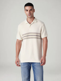 Levi's - Men Off White Cotton Regular Fit Polo T-Shirt