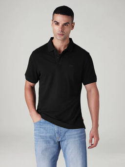 Levi's - Men Black Cotton Regular Fit Polo T-Shirt