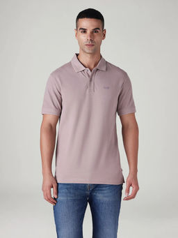 Levi's - Men Mauve Cotton Regular Fit Polo T-Shirt