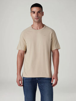 Levi's - Men Beige Cotton Regular Fit T-Shirt
