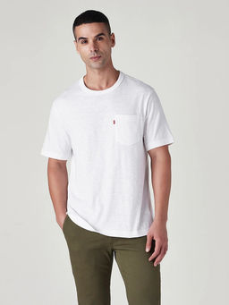 Levi's - Men White Cotton Regular Fit T-Shirt