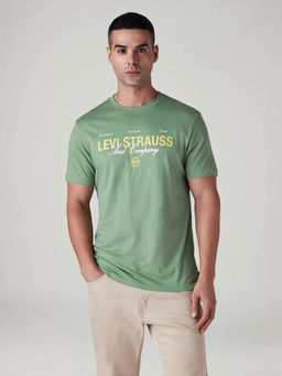 Levi's - Men Green Cotton Slim Fit T-Shirt