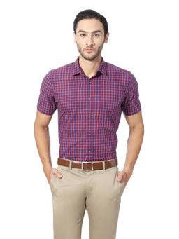 Peter England - Men Blue Cotton Regular Fit Shirt