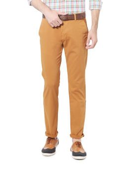 Peter England - Men Khaki Cotton Super Slim Fit Trouser