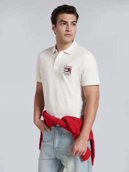 Tommy Hilfiger - Men White Cotton Regular Fit Polo T-Shirt