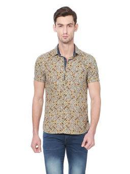 Peter England - Men Multi-Colour Cotton Slim Fit Polo T-Shirt