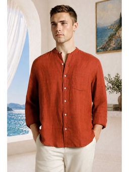 Louis Philippe - Men Rust Cotton Relaxed Fit Shirt