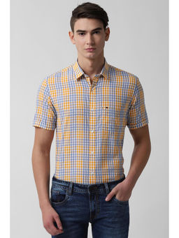Peter England - Men Yellow Cotton Slim Fit Shirt