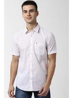 Peter England - Men White Cotton Blend Slim Fit Shirt