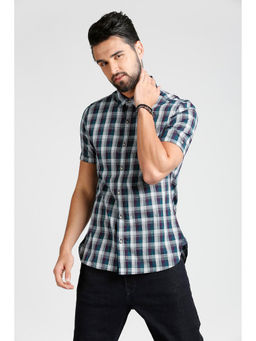 Peter England - Men Blue Cotton Slim Fit Shirt