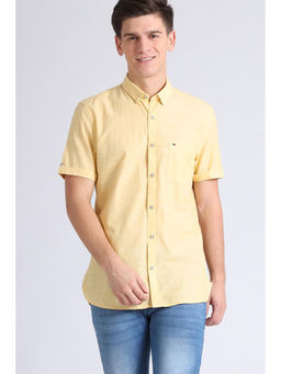 Peter England - Men Yellow Cotton Slim Fit Shirt