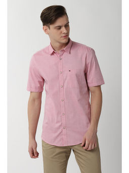 Peter England - Men Pink Cotton Slim Fit Shirt