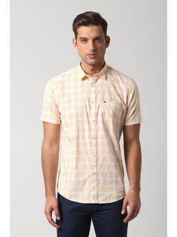 Peter England - Men Yellow Cotton Slim Fit Shirt