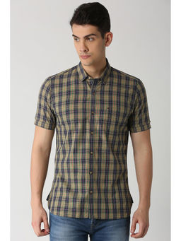 Peter England - Men Green Cotton Slim Fit Shirt