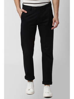 Peter England - Men Black Cotton Blend Super Slim Fit Trouser