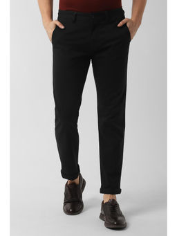 Peter England - Men Black Cotton Blend Super Slim Fit Trouser