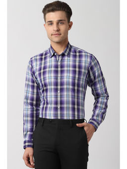 Peter England - Men Purple Cotton Regular Fit Shirt