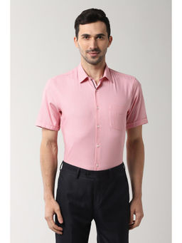 Peter England - Men Pink Cotton Blend Regular Fit Shirt