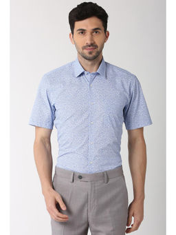 Peter England - Men Blue Cotton Regular Fit Shirt