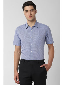 Peter England - Men Blue Cotton Regular Fit Shirt