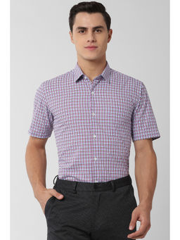 Peter England - Men Purple Cotton Blend Regular Fit Shirt