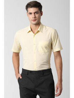 Peter England - Men Yellow Polyester Blend Regular Fit Shirt