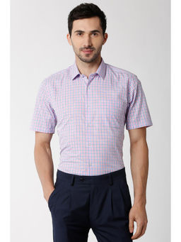 Peter England - Men Pink Cotton Blend Regular Fit Shirt